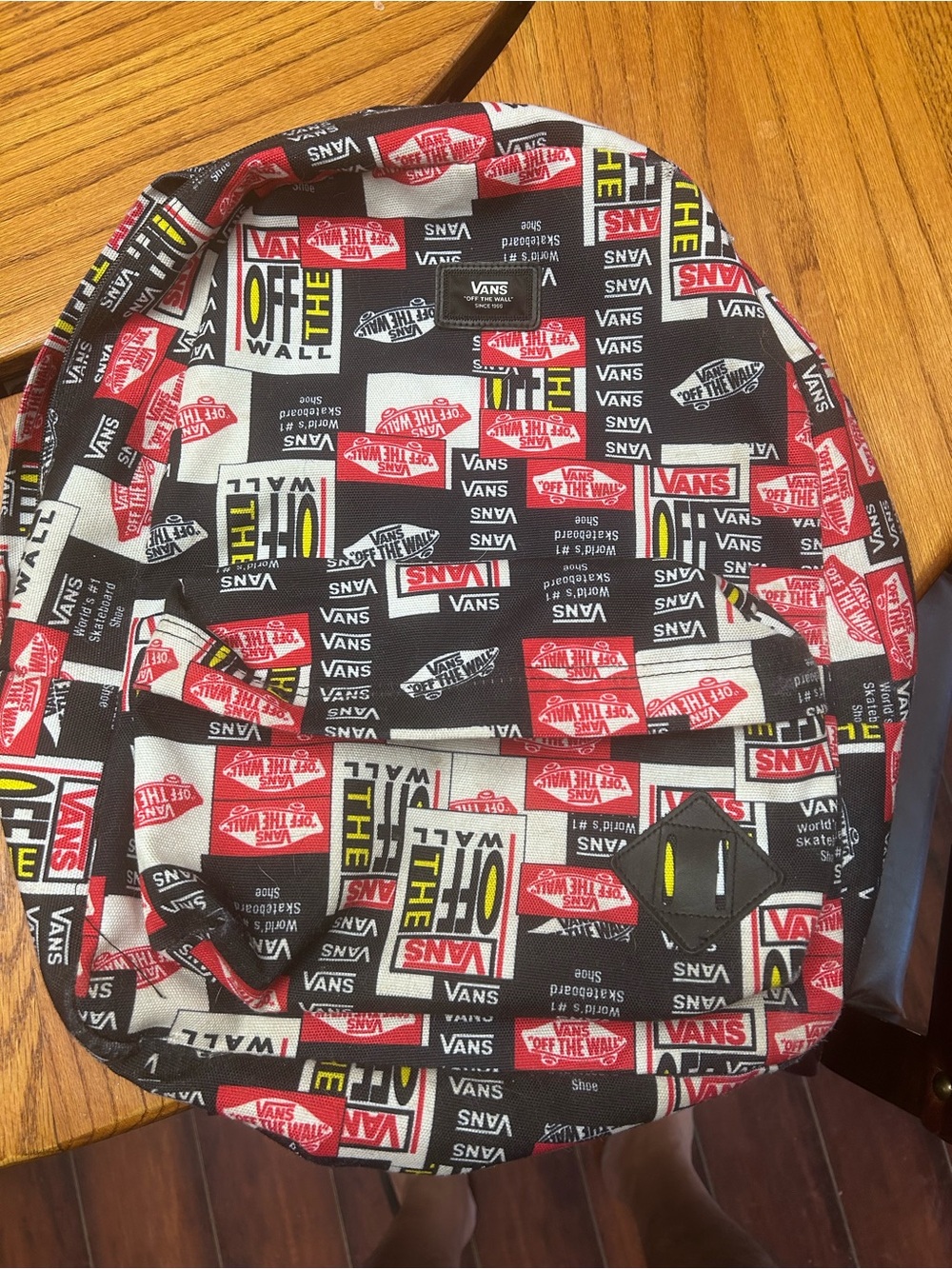 Vans Black, Red & White Logo Patchwork Backpack